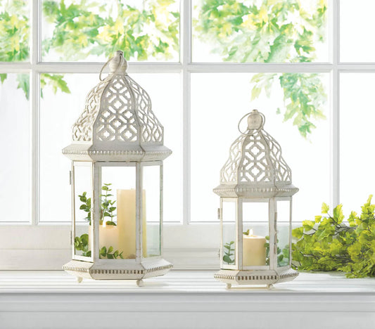 Sublime Distressed White Lantern