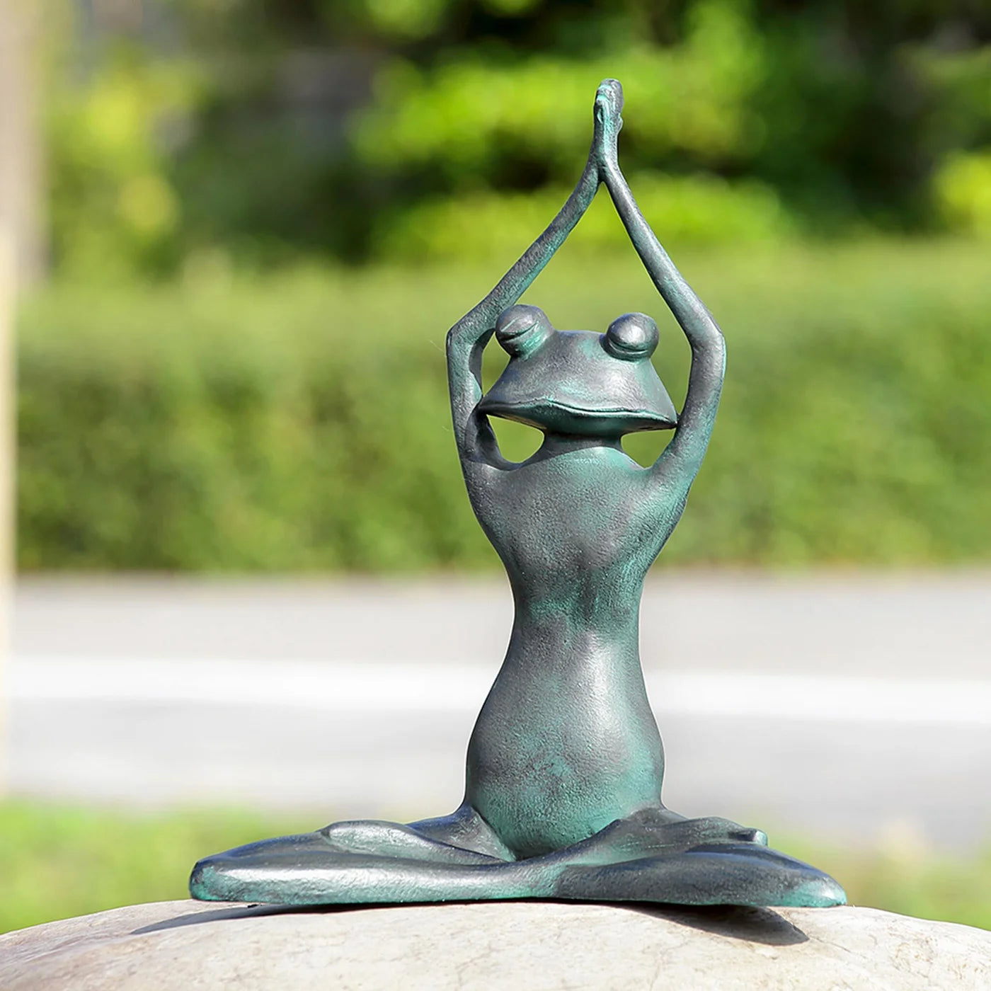 Stretching Yoga Frog Garden Sculpture