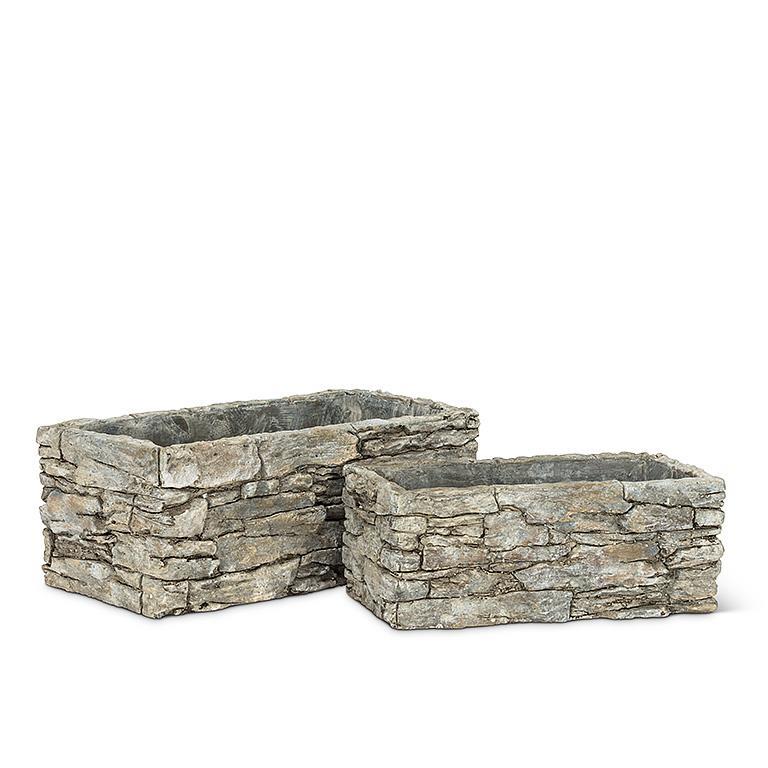 Small Rectangle Stack Stone Planter