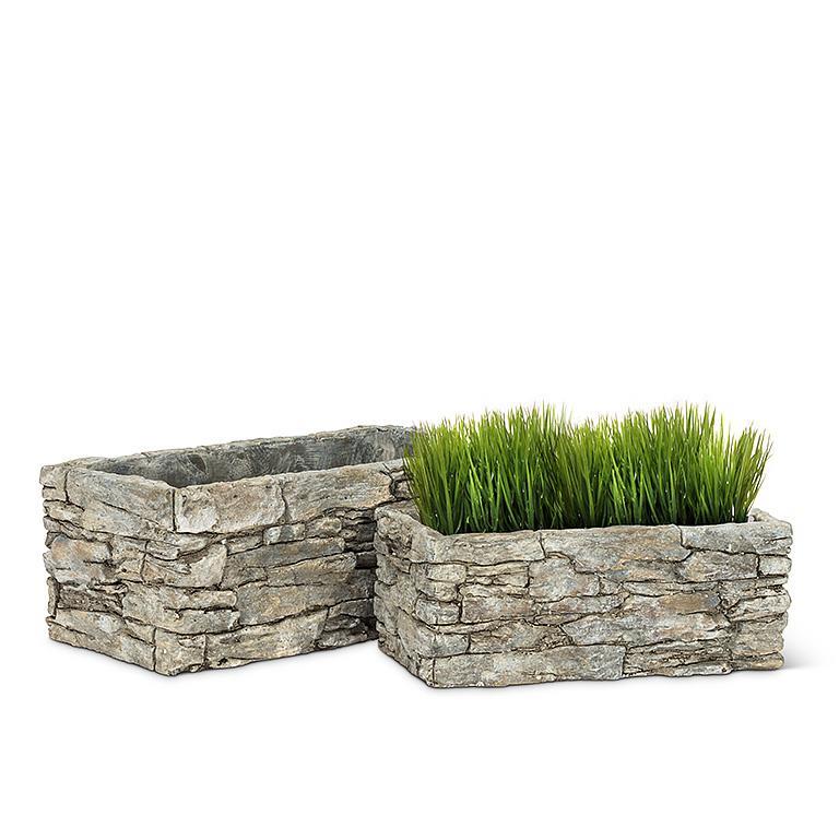 Small Rectangle Stack Stone Planter