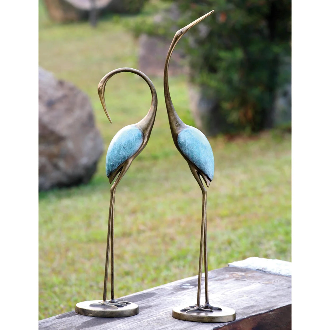 Stylized Garden Crane Pair Set of 2