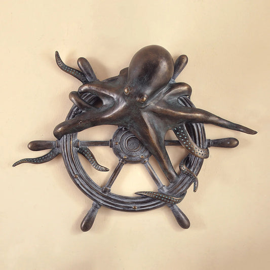 Octopus And Ships Wheel Wall Plaque