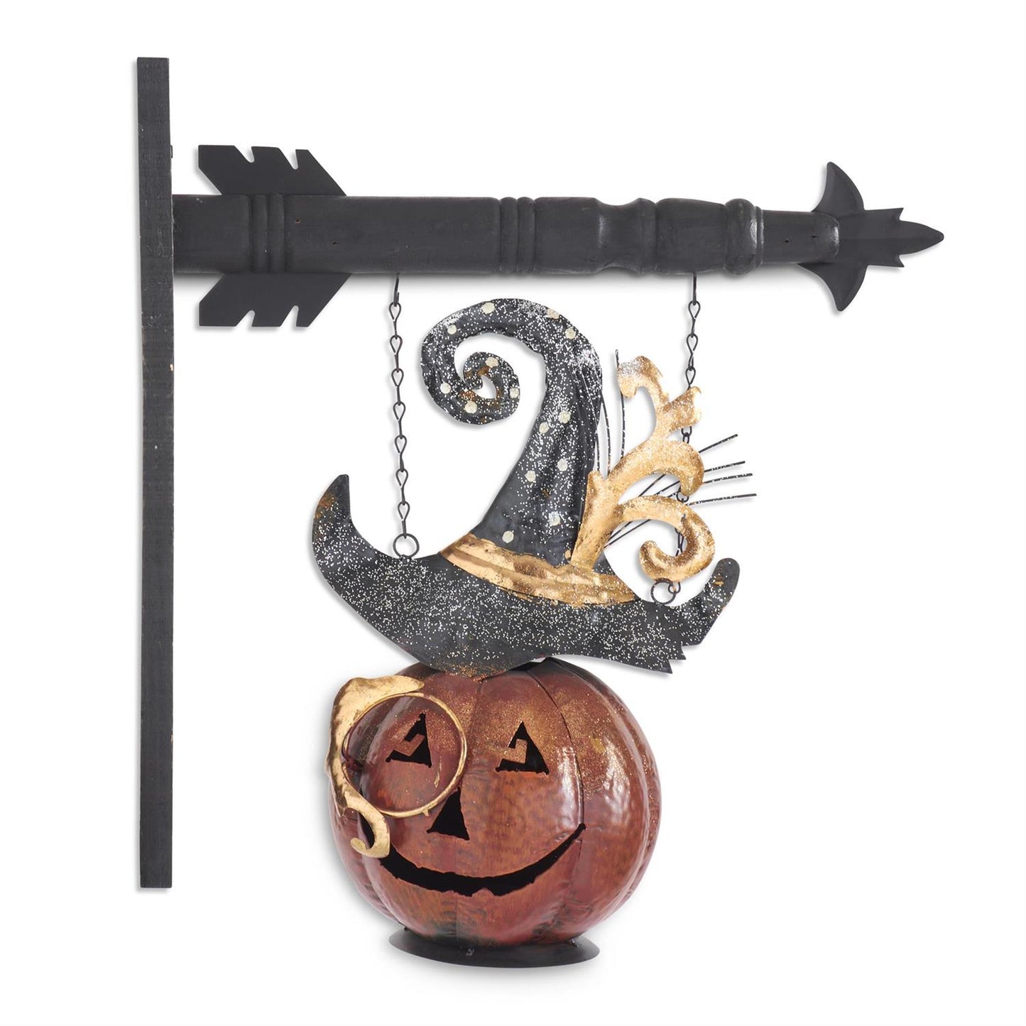 14 Inch Metal Jack O Lantern Candleholder w/Hat Arrow Replacement