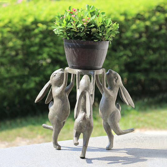 Rabbit Triplets Planter Holder