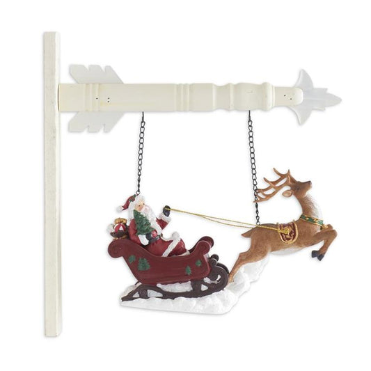 13.25 Inch Resin Santa in Sleigh w/Deer Arrow Replacement