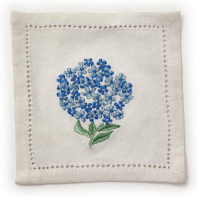 Hydrangea S/6 Hemstitch Cocktail Napkins