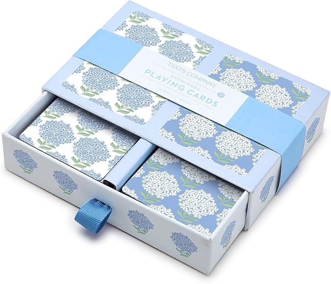 Hydrangea Double Deck Textured Playing Cards in Gift Box