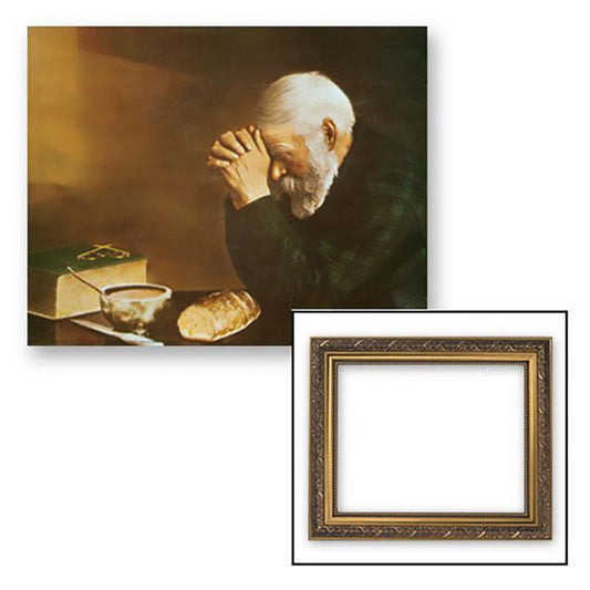 Grace Gold Tone Man Praying Framed Print