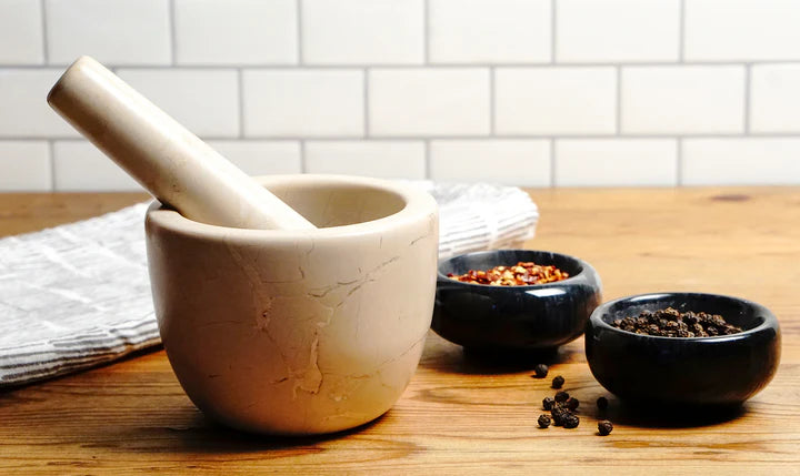 Marble Mortar & Pestle - Beige