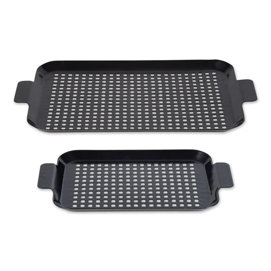 Porcelain Coated 2Pc Grill Topper Set Small & Medium