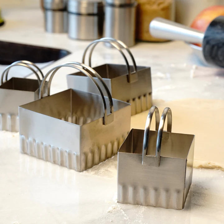 Biscuit Cutters - Square Rippled Set Of 4