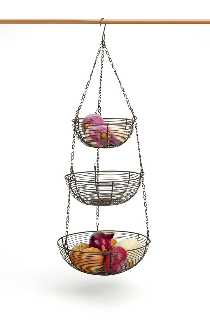 Woven Wire Hanging Basket - Bronze