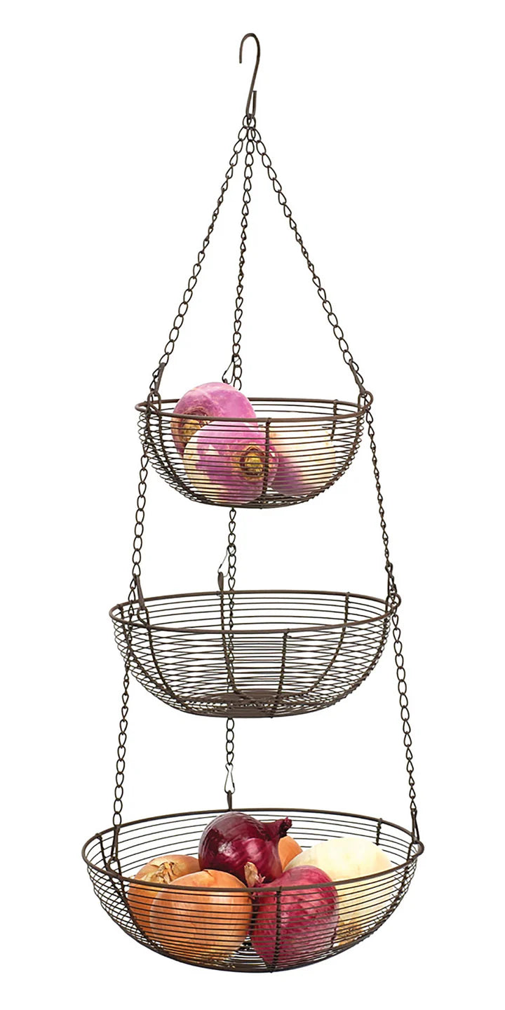 Woven Wire Hanging Basket - Bronze