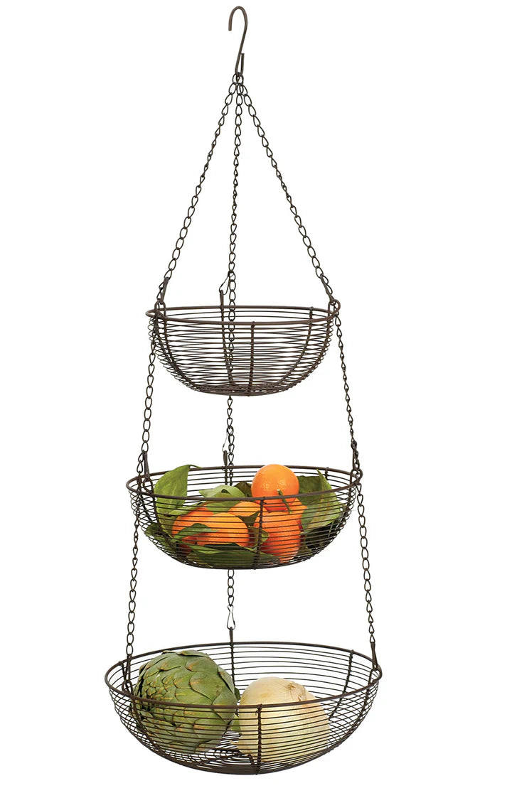 Woven Wire Hanging Basket - Bronze