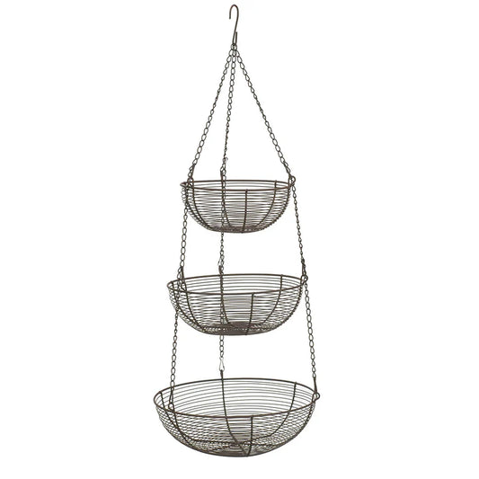 Woven Wire Hanging Basket - Bronze