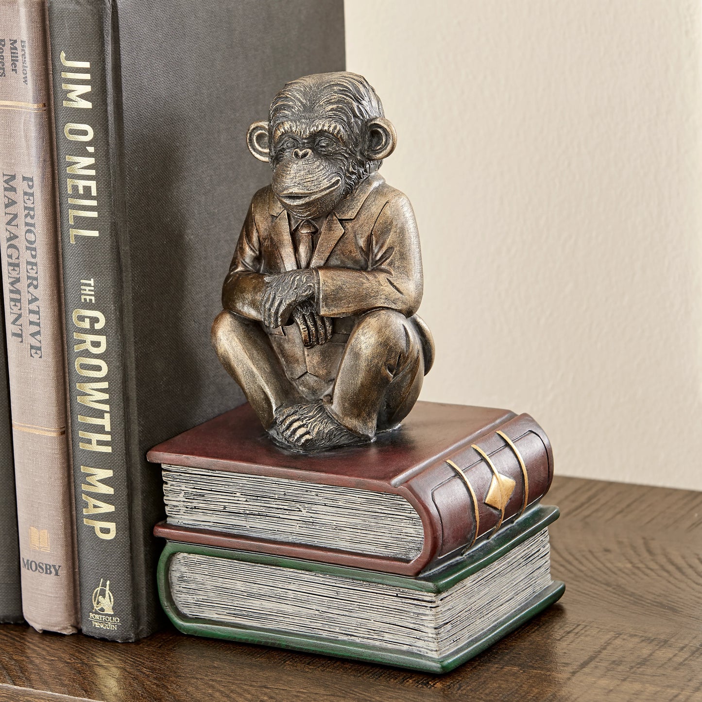 Danya B. Monkeys on Books Polyresin Antique Patina Finish Bookend Set of 2