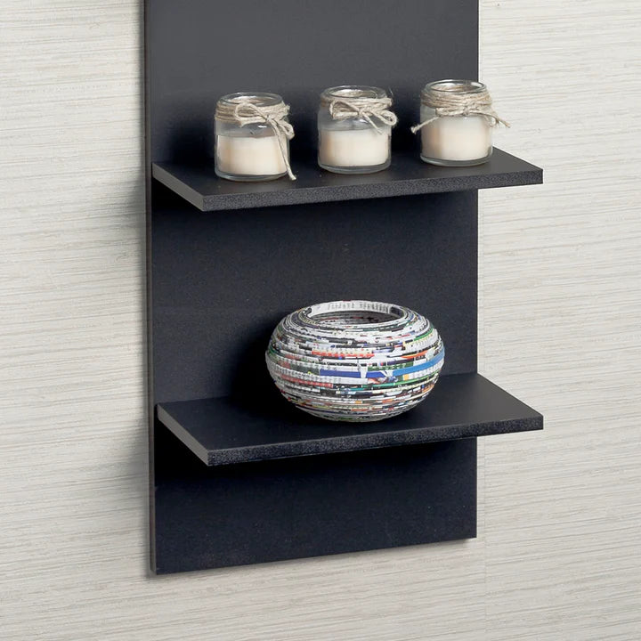 Five-Tier Wide Column Wall Shelf - Black