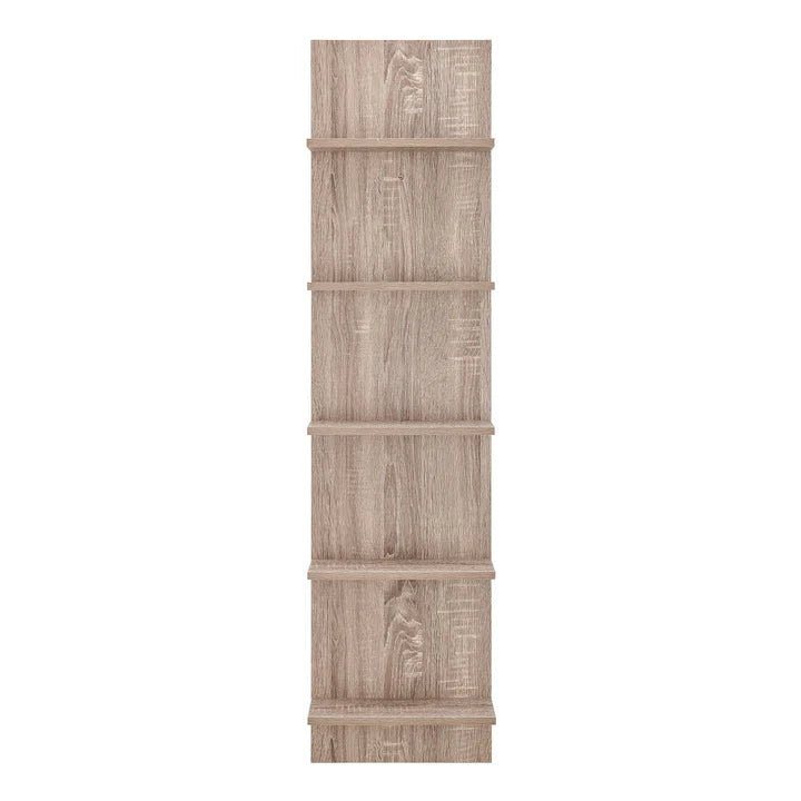 Five-Tier Wide Column Wall Shelf - Weathered Oak