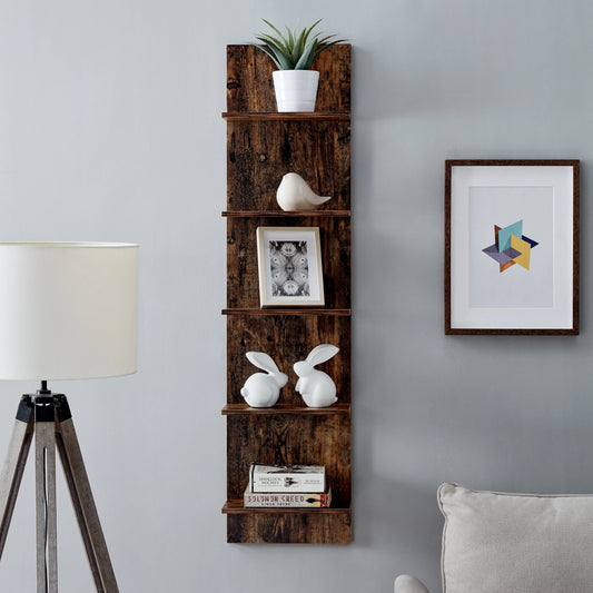 Five-Tier Wide Column Wall Shelf - Pine