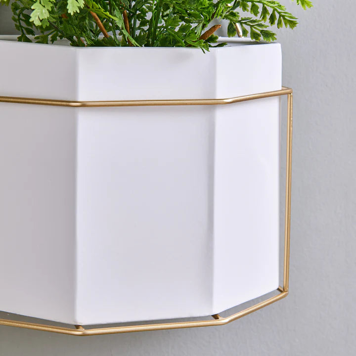 Geometric Wall Planters with Gold Accents Set of 3