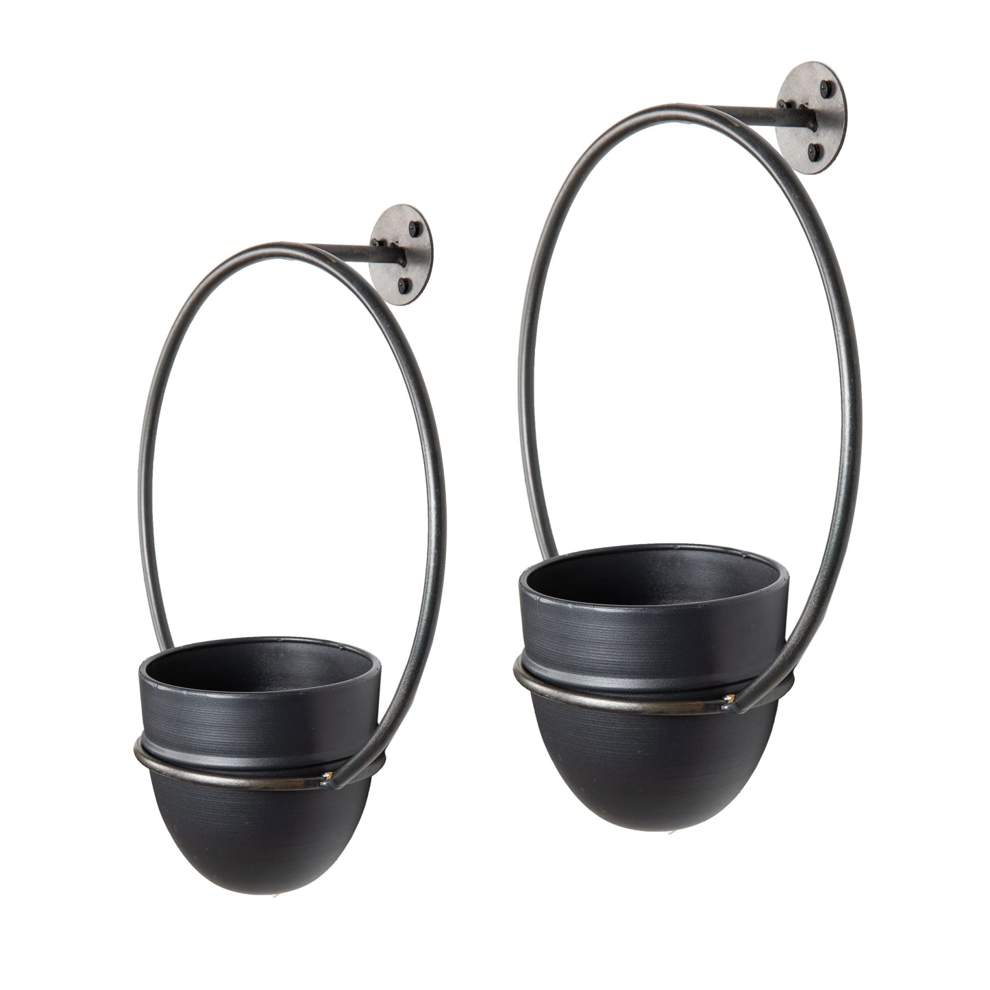 Urban Green 2-Piece Black Metal Hanging Planter Set