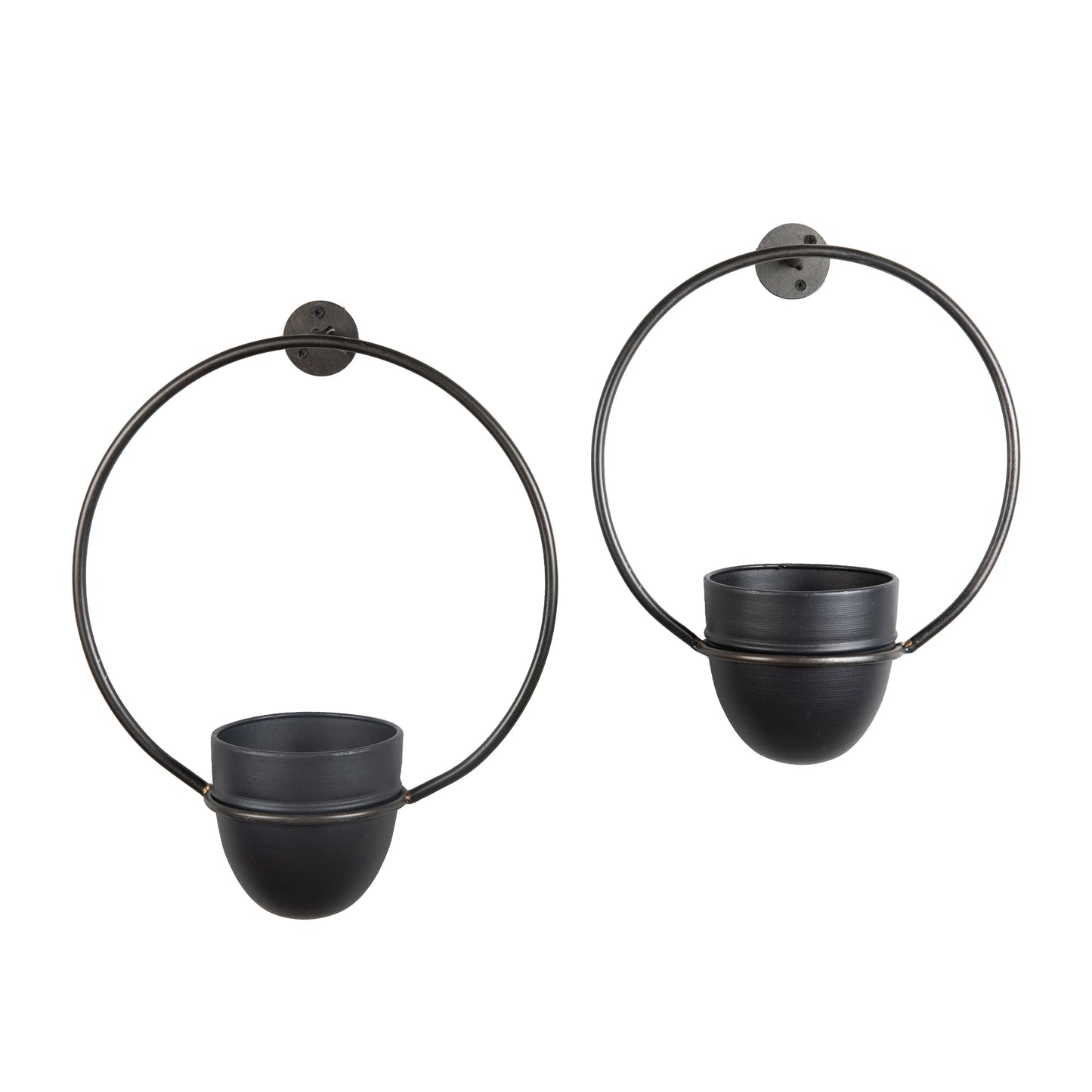 Urban Green 2-Piece Black Metal Hanging Planter Set