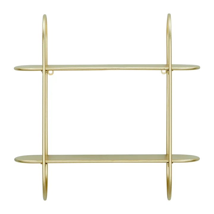 Two-Tier Warm Gold Metal Hanging Bracket Wall Mounted Shelf