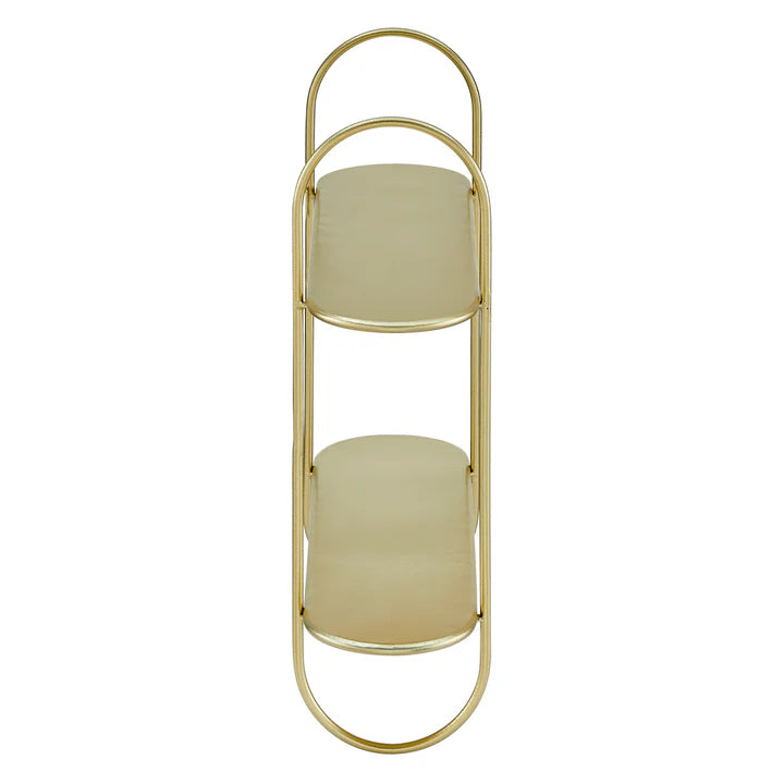 Two-Tier Warm Gold Metal Hanging Bracket Wall Mounted Shelf