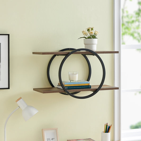 Antigua Crossed Double Circle 2-Tier Wall Shelf Unit