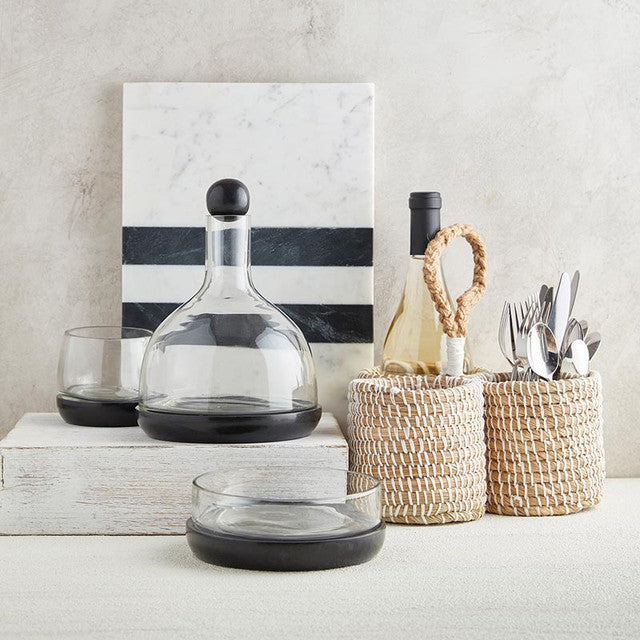 Marble + Glass Wine Carafe - Blk