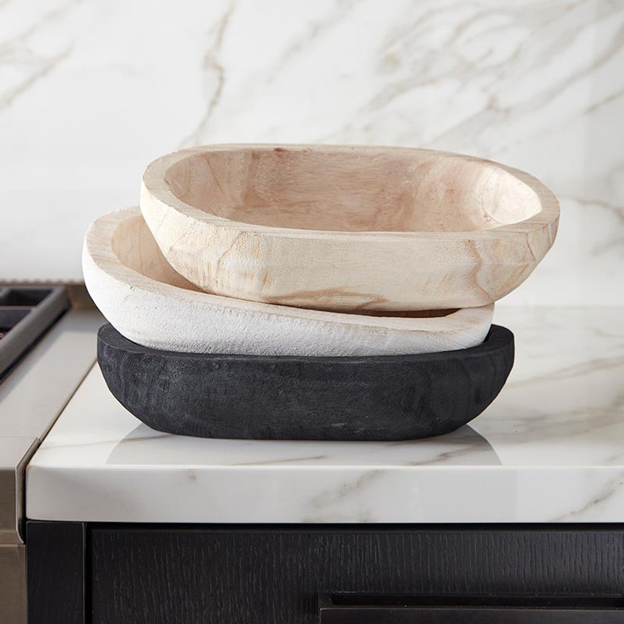 Paulownia Dough Bowl - Wht