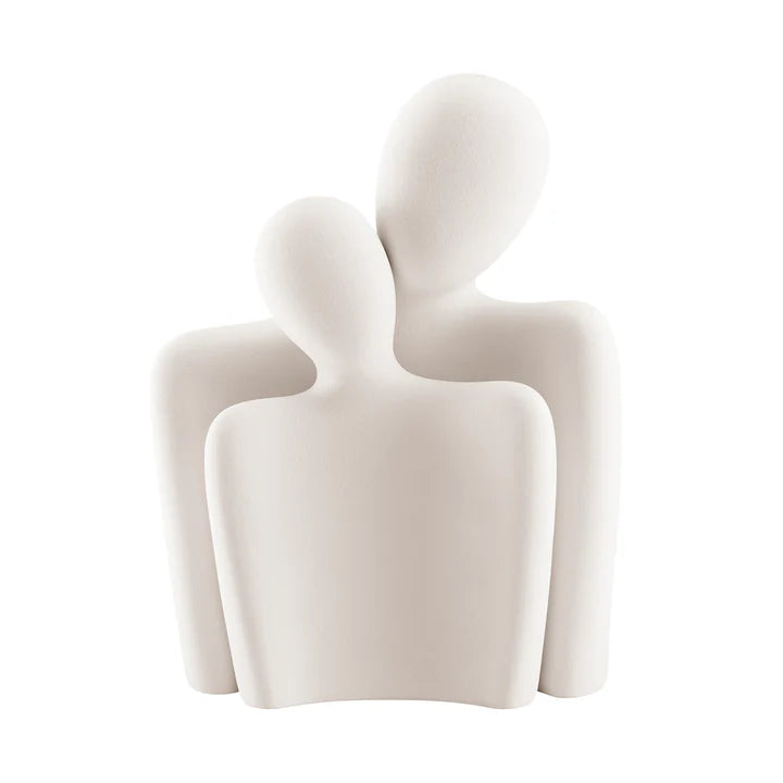 Hans Cream Abstract Nesting Two Piece Couple Decorative Accent Matte Ceramic Sculpture Figure Set