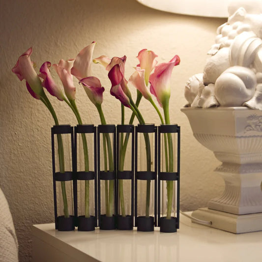 Six-Tube Hinged Vases on Rings Stands