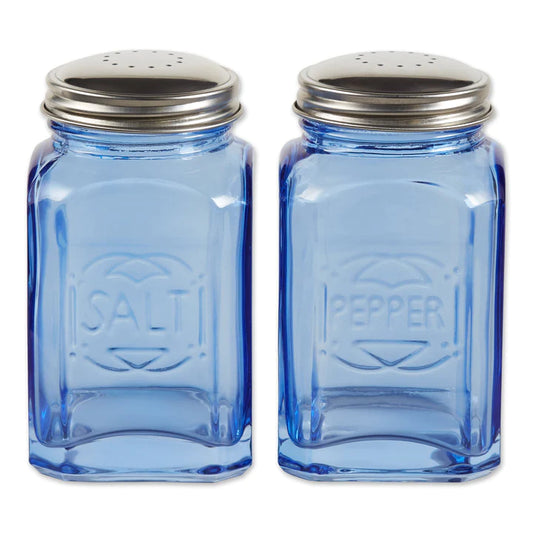 Retro Glass S&P Set - Blue