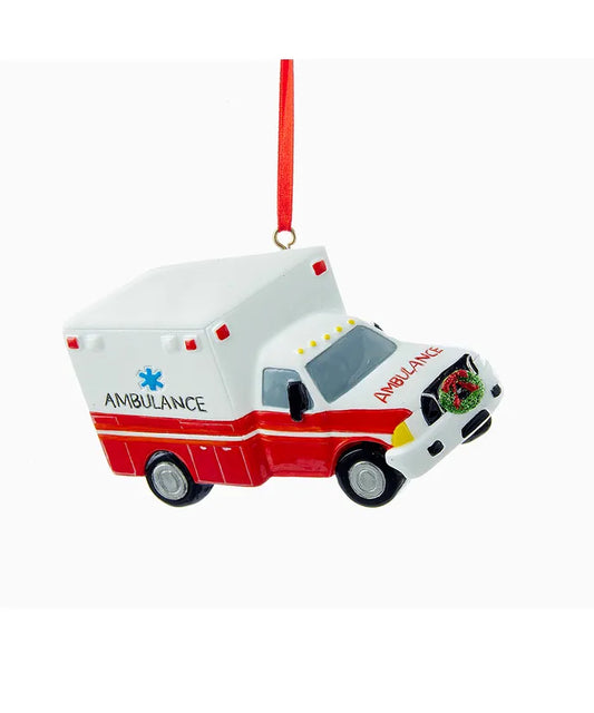 4 " Ambulance Ornament, Red, White 