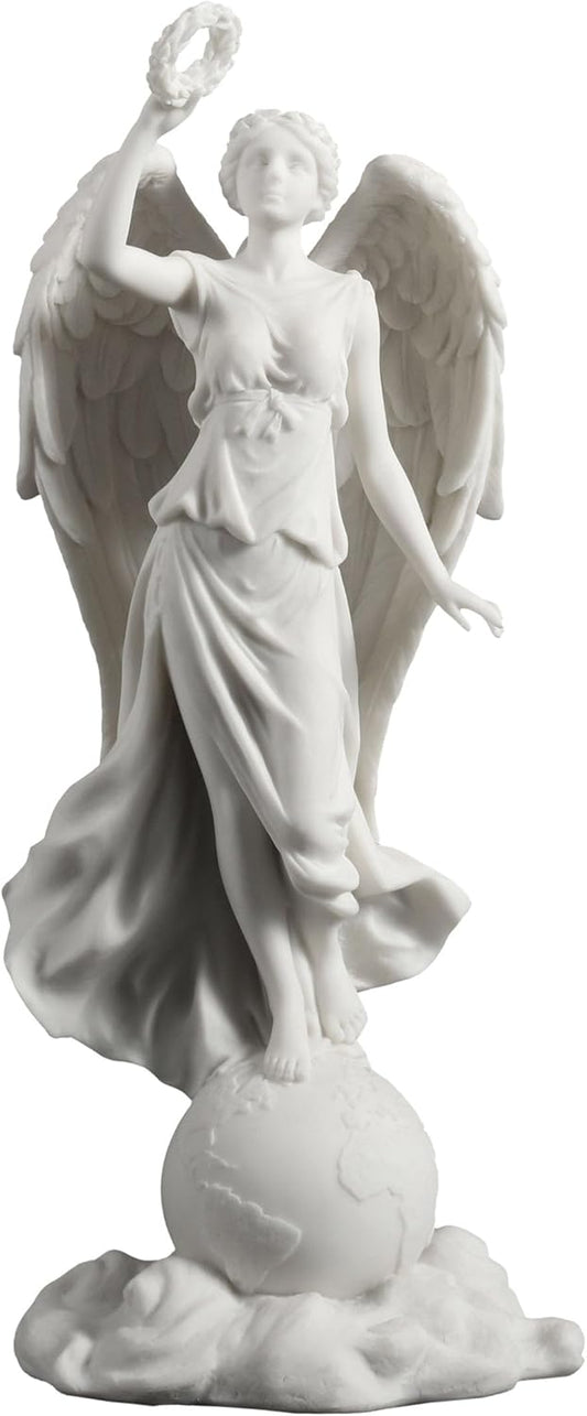 Angel Holding Wreath Standing On Earth