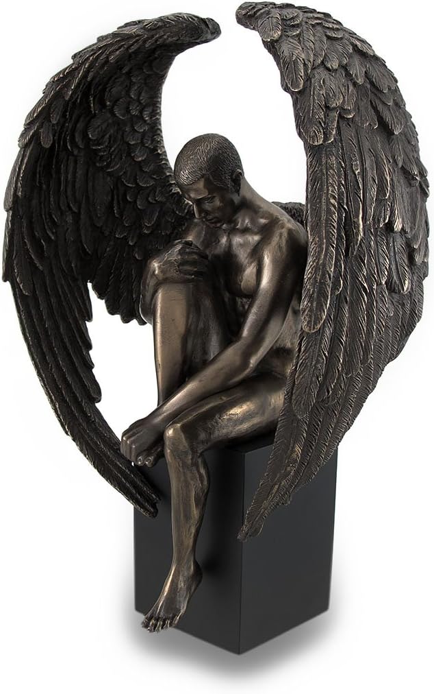 Winged Nude Male Sitting On Plinth