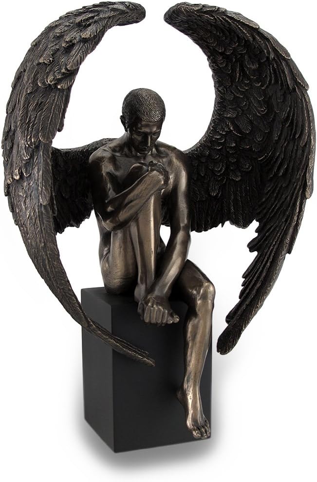 Winged Nude Male Sitting On Plinth