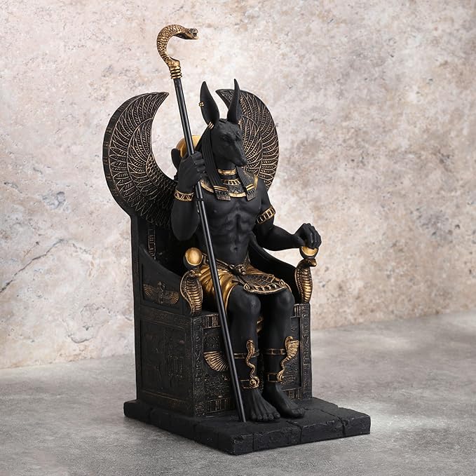 Egyptian God Anubis Sitting In A Throne