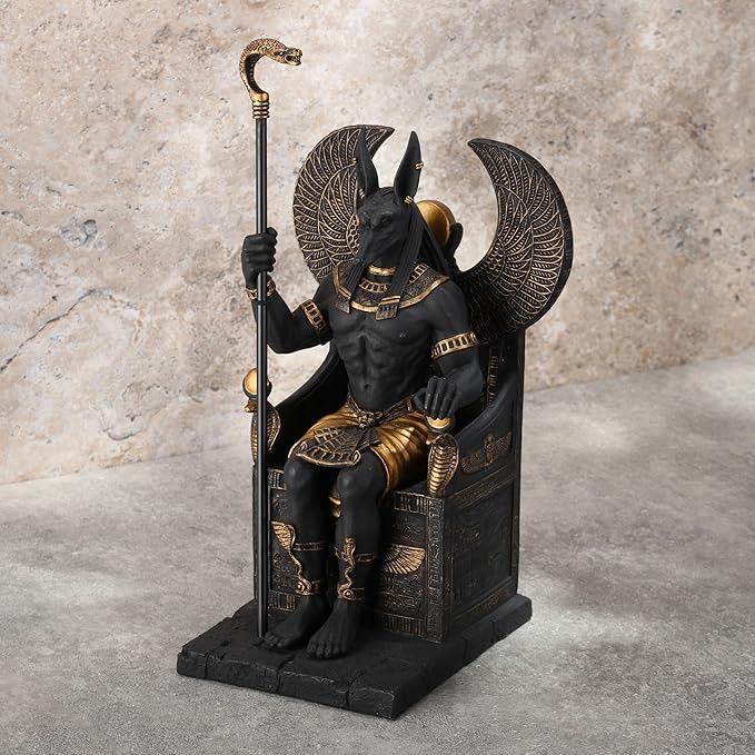 Egyptian God Anubis Sitting In A Throne