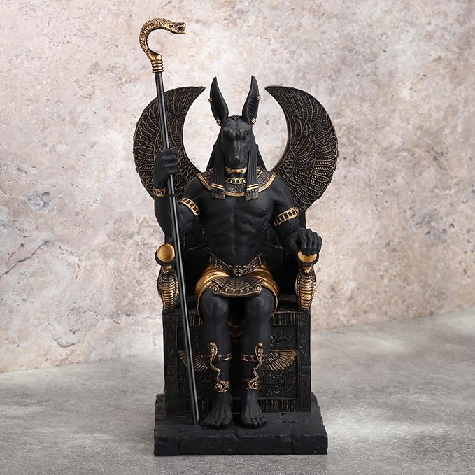 Egyptian God Anubis Sitting In A Throne