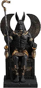 Egyptian God Anubis Sitting In A Throne