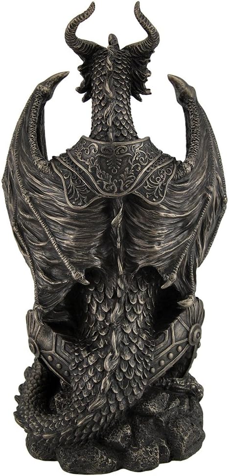 Stunning Cold Cast Bronze Armoured Dragon Led Night Light Statue