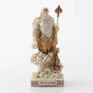 Poseidon Painted Polystone Statue