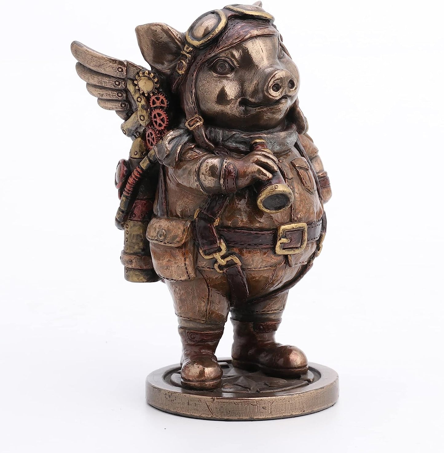 Steampunk Aviator Flying Piggy Figurine