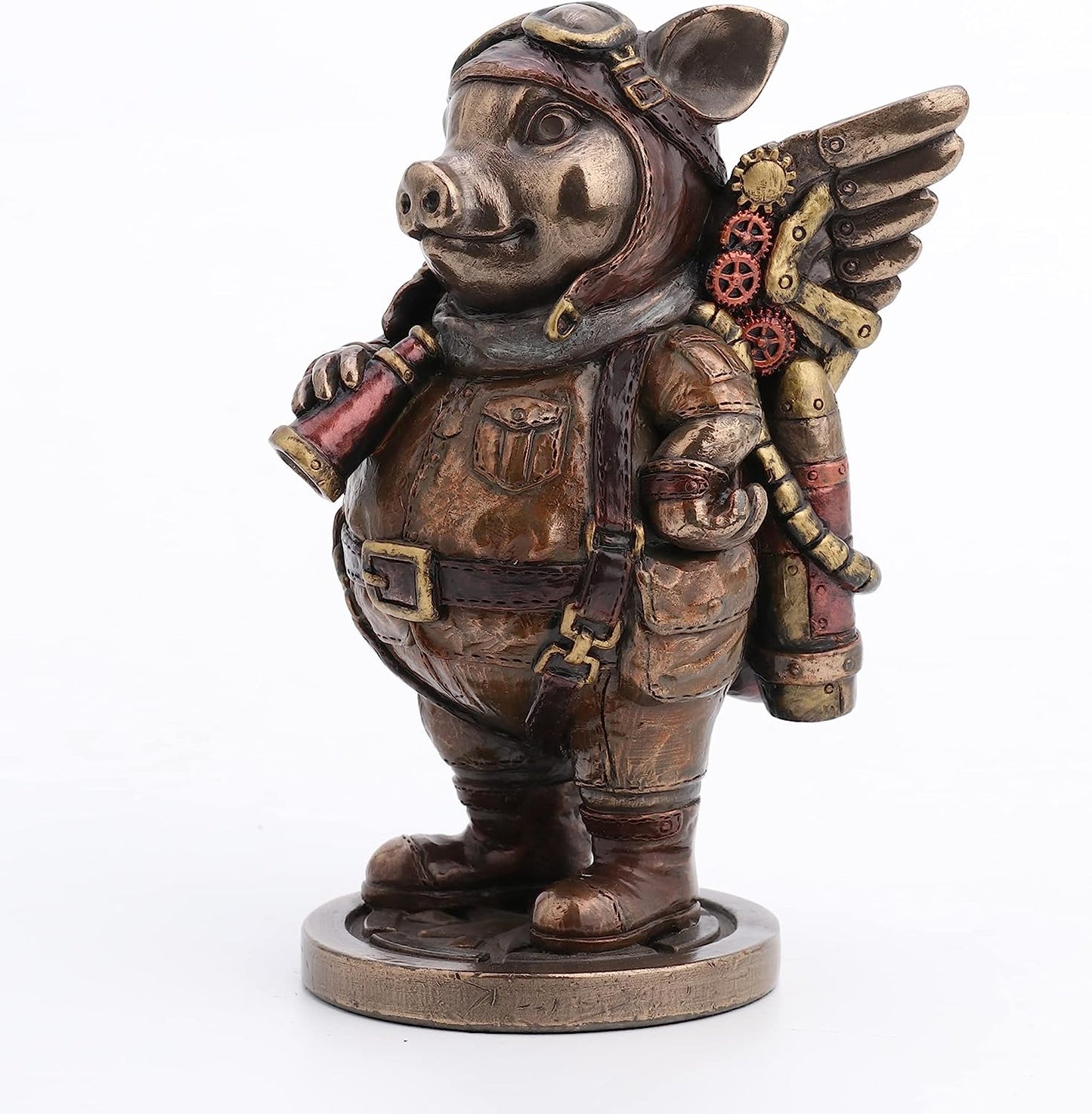 Steampunk Aviator Flying Piggy Figurine