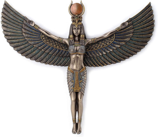 Egyptian Goddess Isis Spreading Wings Wall Plaque