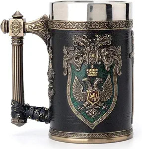 Double Headed Eagle Crest Axe Handle Beer Stein (Stainless Steel Tumbler)