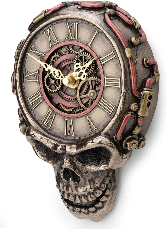 Steampunk Flat Skull Wall Clock