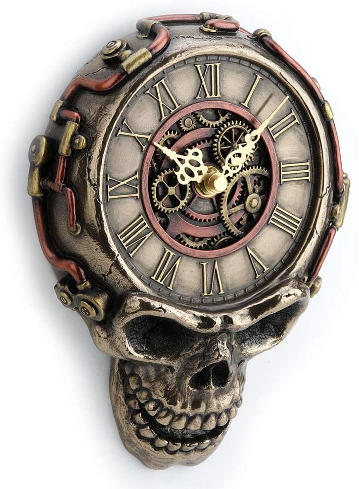 Steampunk Flat Skull Wall Clock